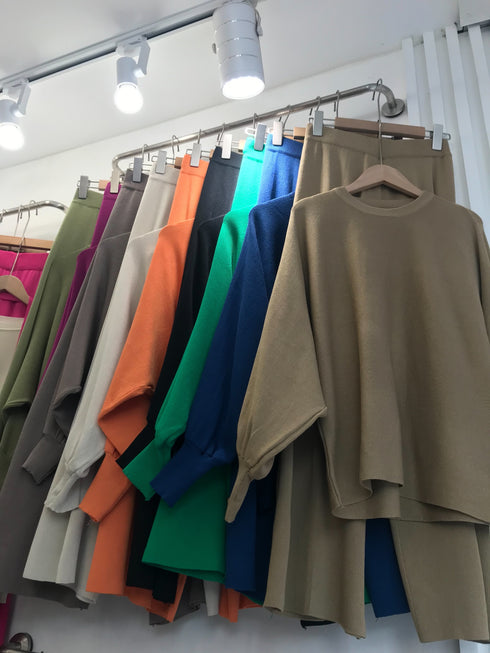 Casual Lantern Sleeves Batwing Loose Pullover With Pants